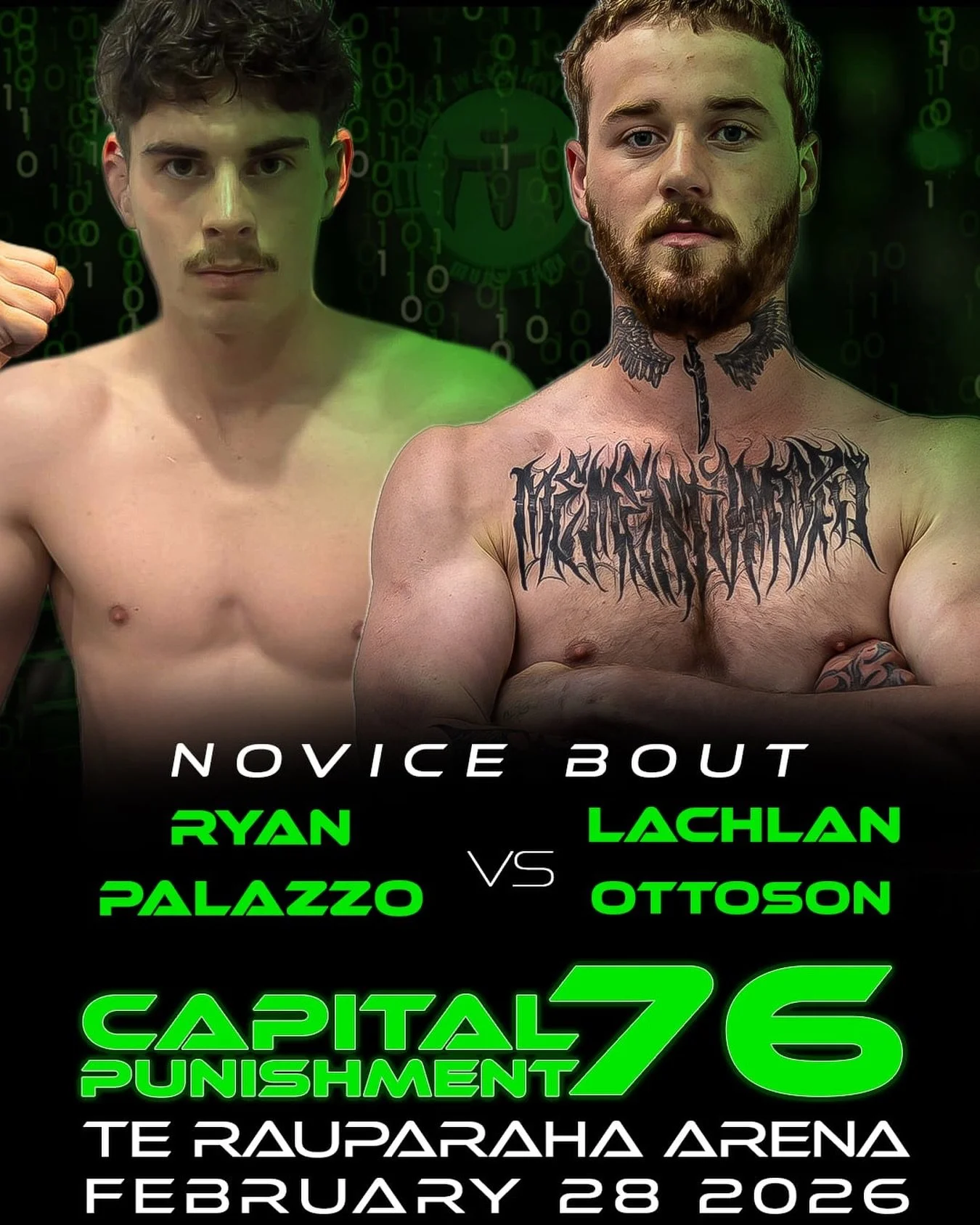 Final fight announcement for now&hellip;

Ryan Palazzo of Awa Kings steps up to take on first timer Lachlan of Art of Combat

Both boys will have a point to prove on the Capital Punishment Stage, get your tickets now