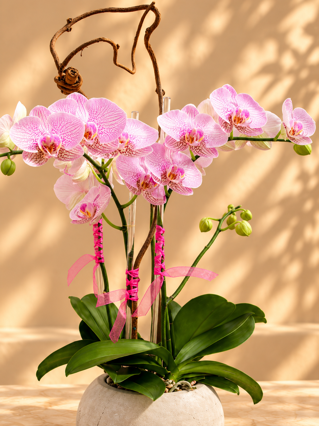 Sunlit Pink Orchid Arrangement.png