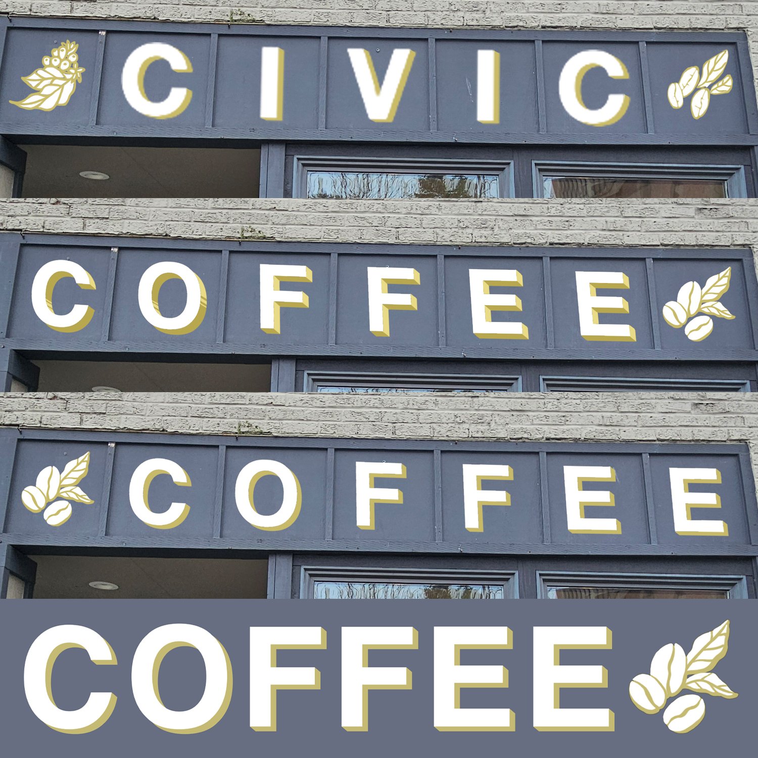 Multiple digital iterations of letters and design with the shop owner! 