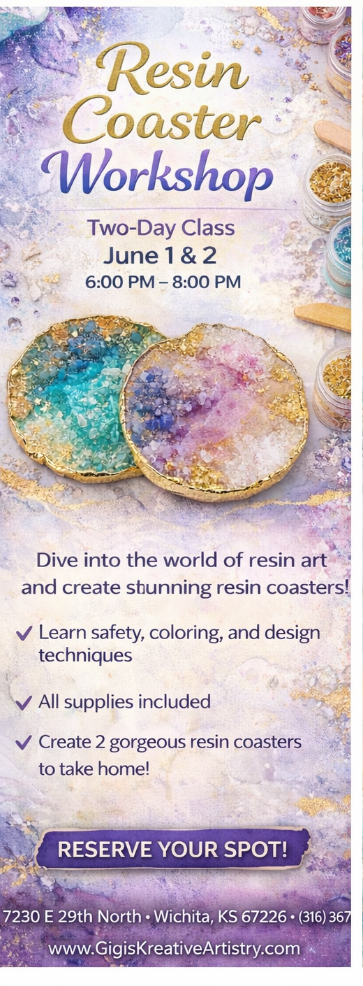 Resin Coaster Workshop ✨  2-Day Class | Adult Only (21+)