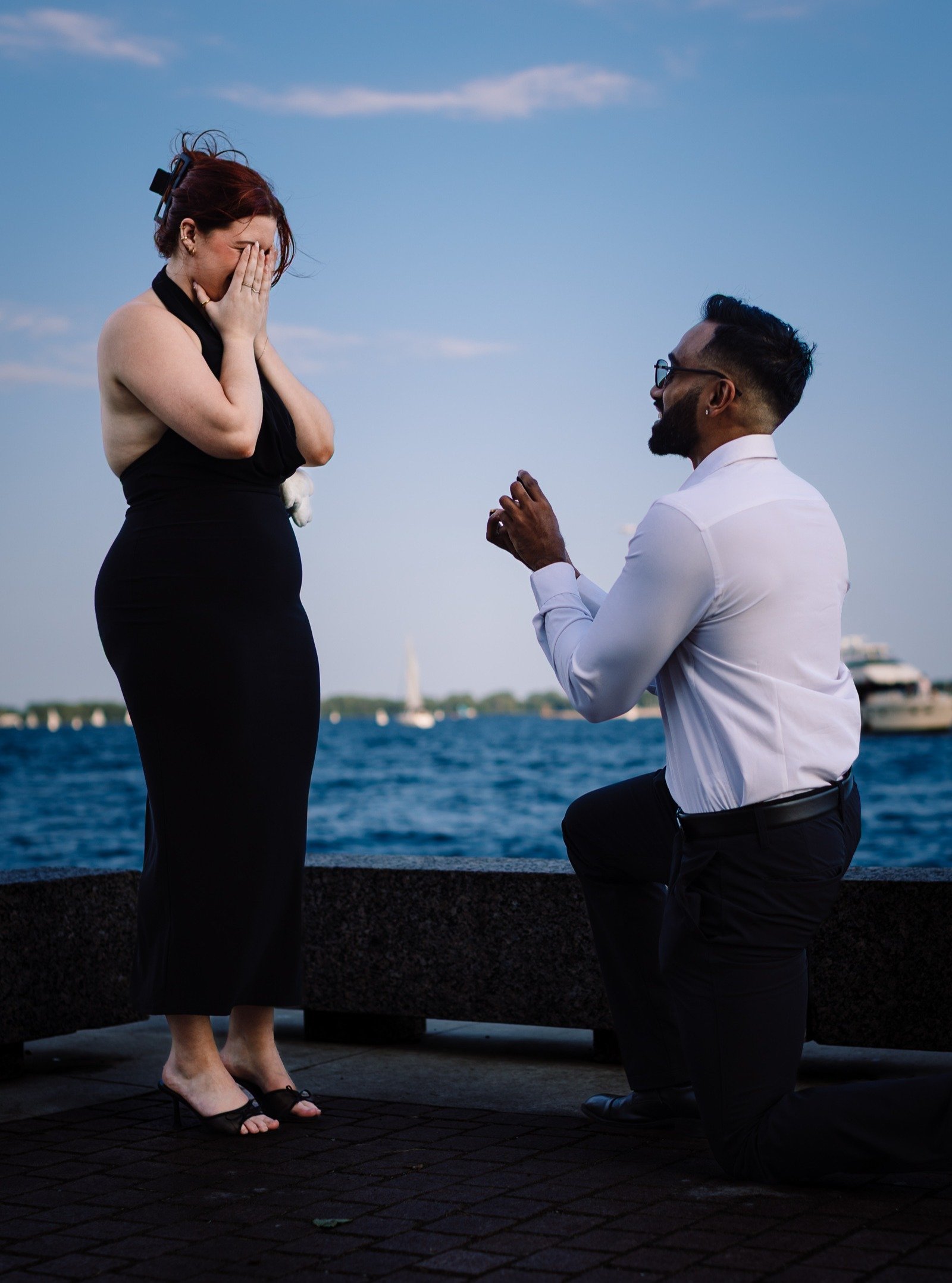 The best 'yes' ever! 
Huge congrats to @itsmeshay.xx &amp; @ranasinghejudah on their engagement. 

Great couple and fun shoot on the waterfront! 

#artwithlight, #torontoengagementphotographer, #torontoweddingphotographer, #slateandflash