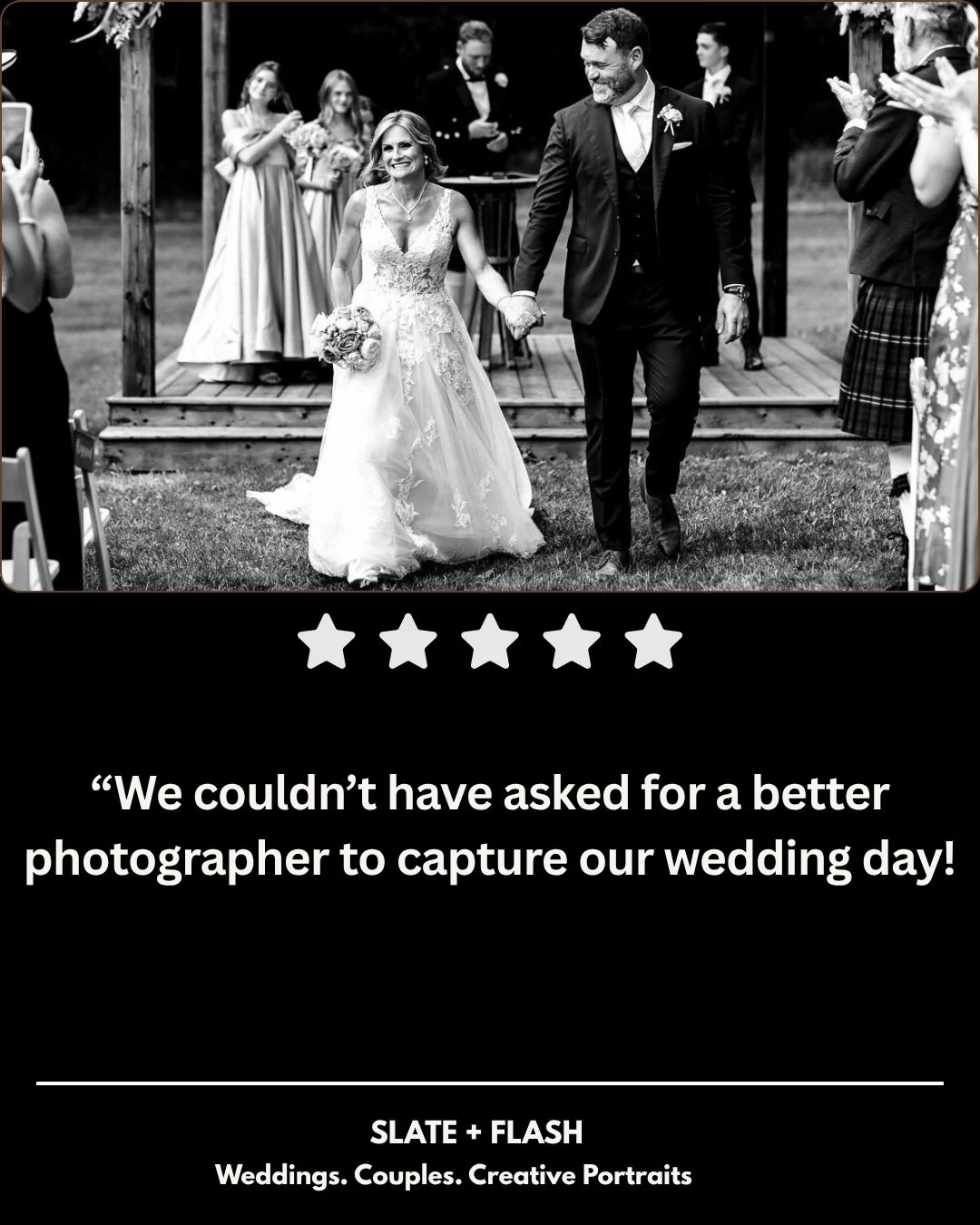 Very excited to share this recent quote from a full 5 star review from a recent Niagara wedding! Big thanks to this couple for trusting me to document this big day!

Booking 2027 weddings now. 

www.slateandflash.com 

#slateandflash, #torontowedding