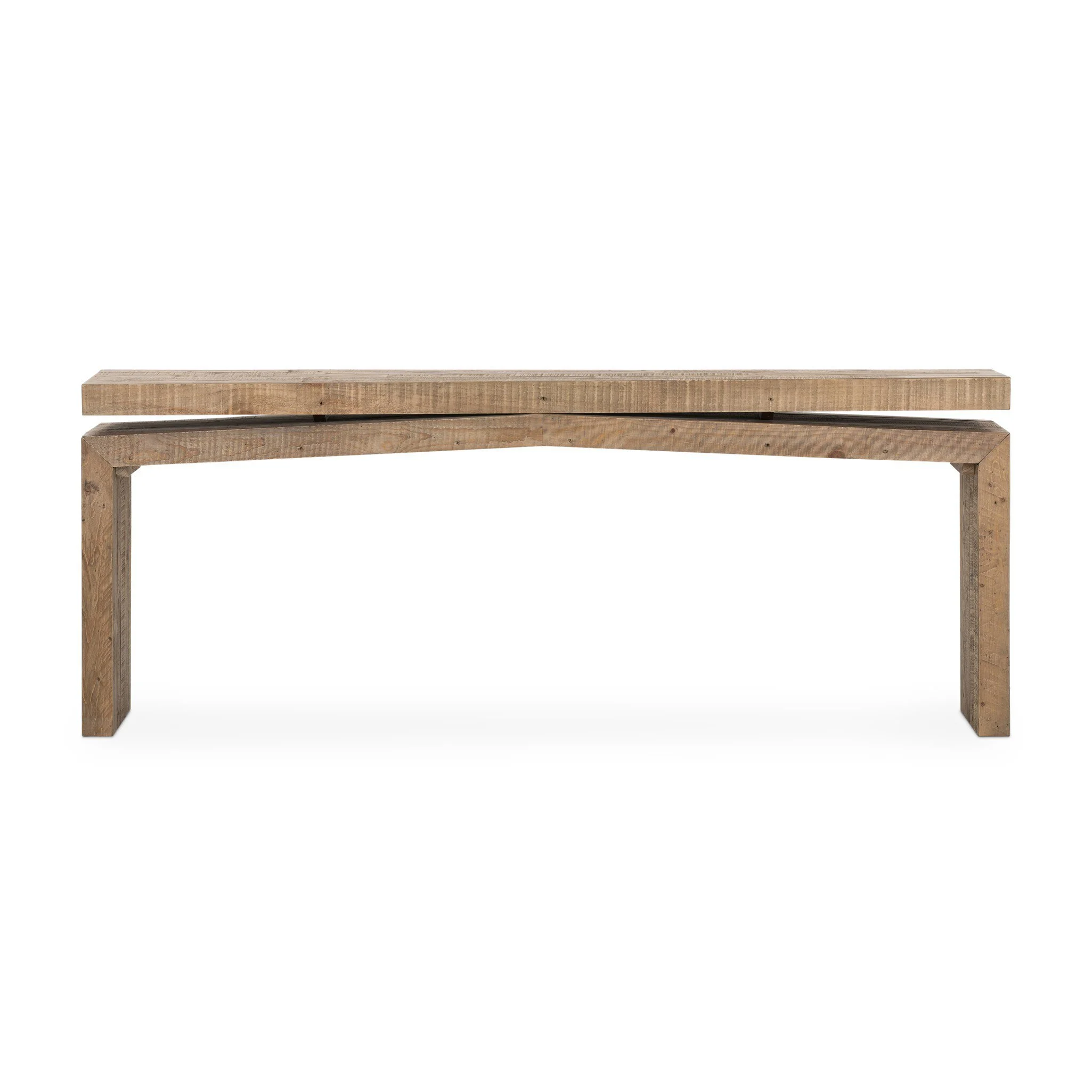 Solid reclaimed pine fashions a modern media console, for an open look with organic vibes.