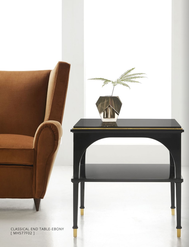 Classical End Table With Shelf-Walnut