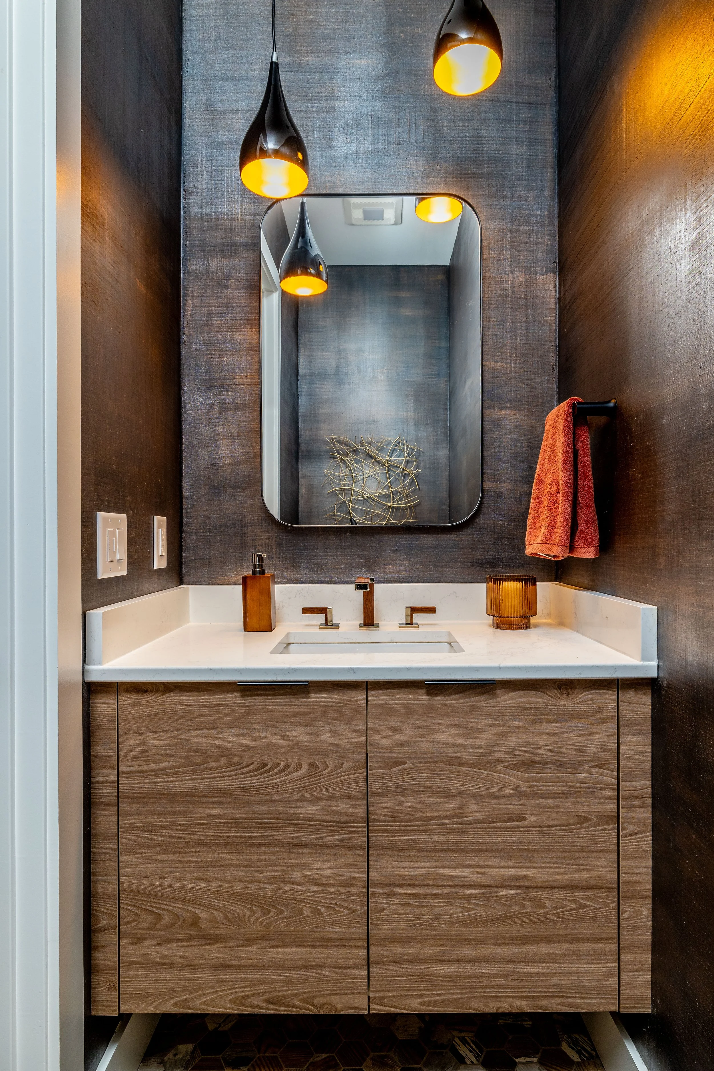 The Brass & Walnut Powder Room