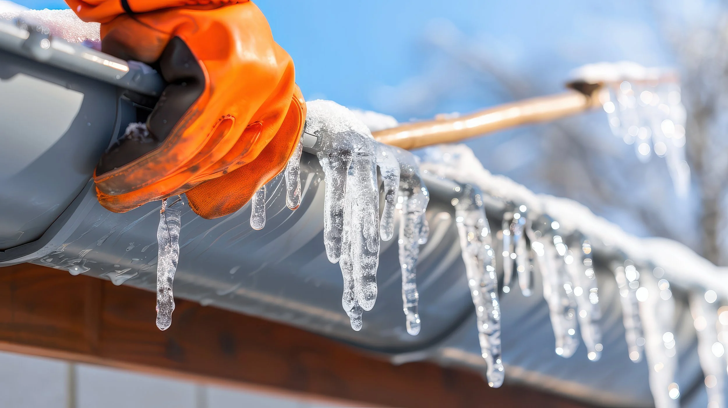 removing icicles from gutter