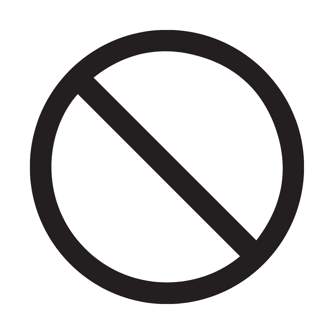 A graphic icon of a group of people with a diagonal line crossing through it, indicating no gathering or social distancing.