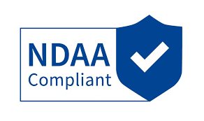 NDAA Compliant logo with a shield and checkmark in blue and white.