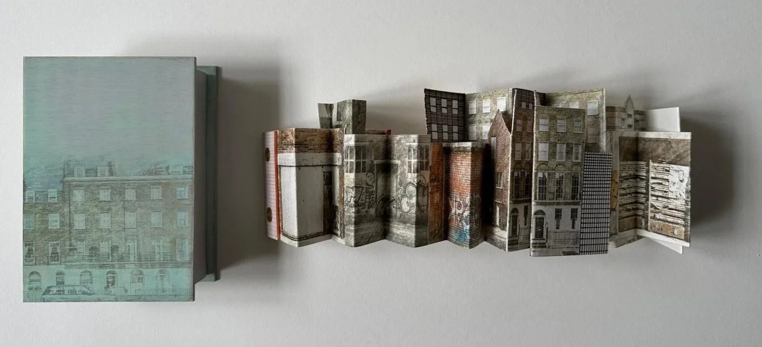 Street View:
Concertina book with hand painted wooden box.
1/1
Box dimensions: 10.5cm x 14.5cm x 3.5cm.
Book dimensions approx: 7.5cm x 10.5cm x 60cm.