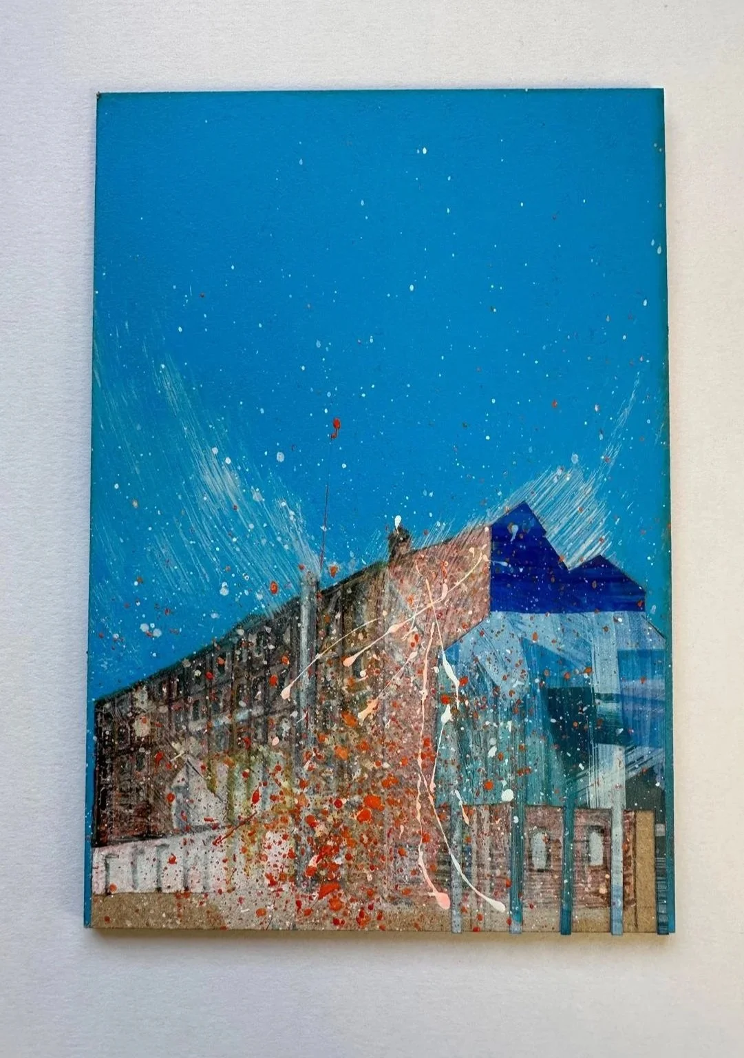 Location unknown:
Mixed media painting and collage on board.
10cm x 14.5cm x 3mm