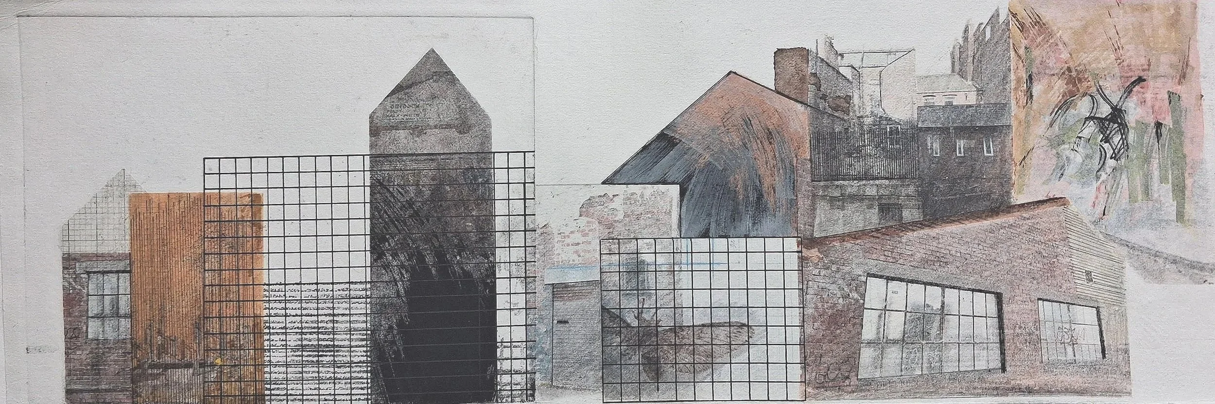 Wood Street: 
Mixed media etching. 
Edition 1/1. 
17cm x 49