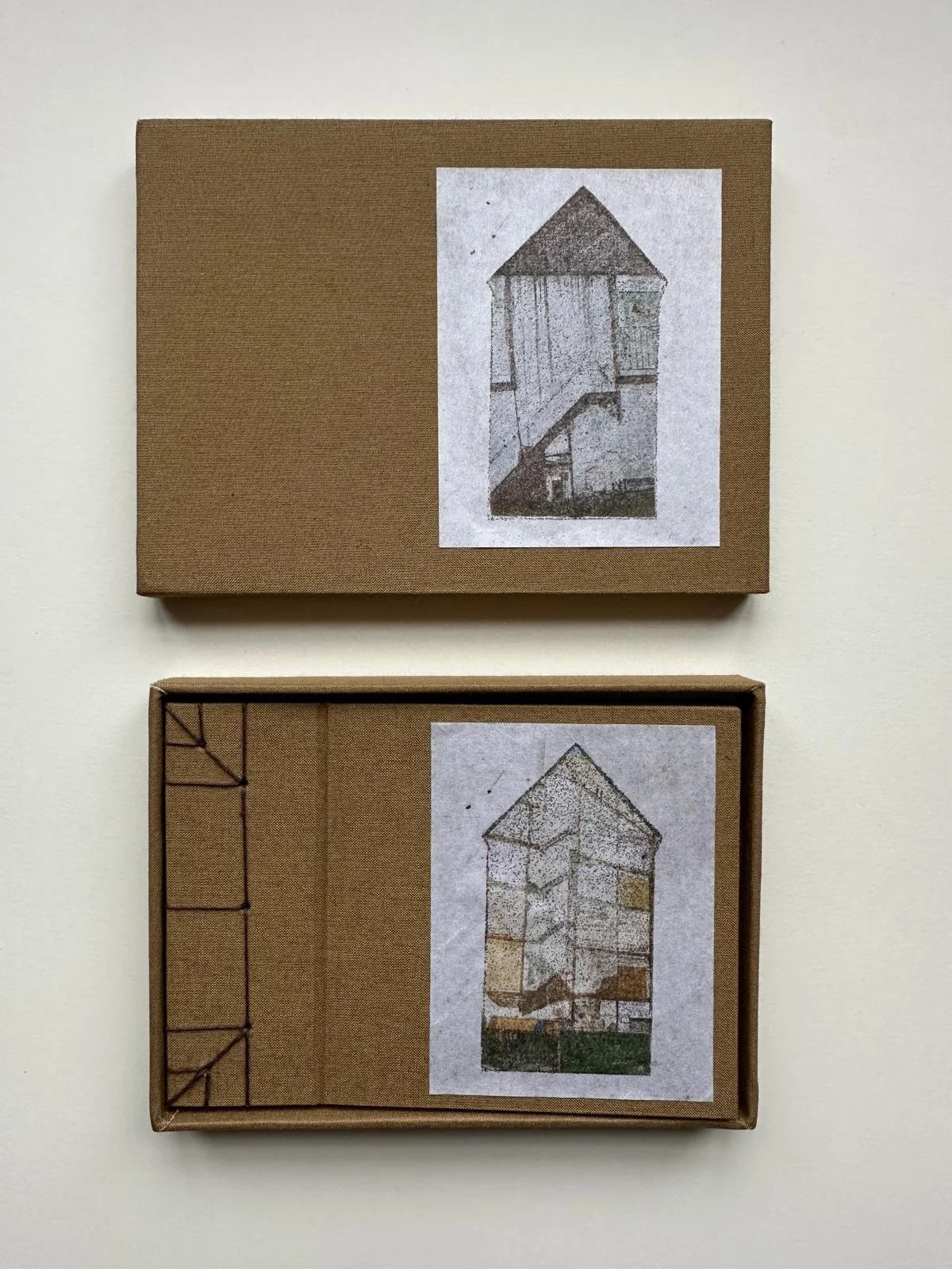 Remnants:
Japanese stab stich book of 12 etchings in handmade box.
15cm x 11