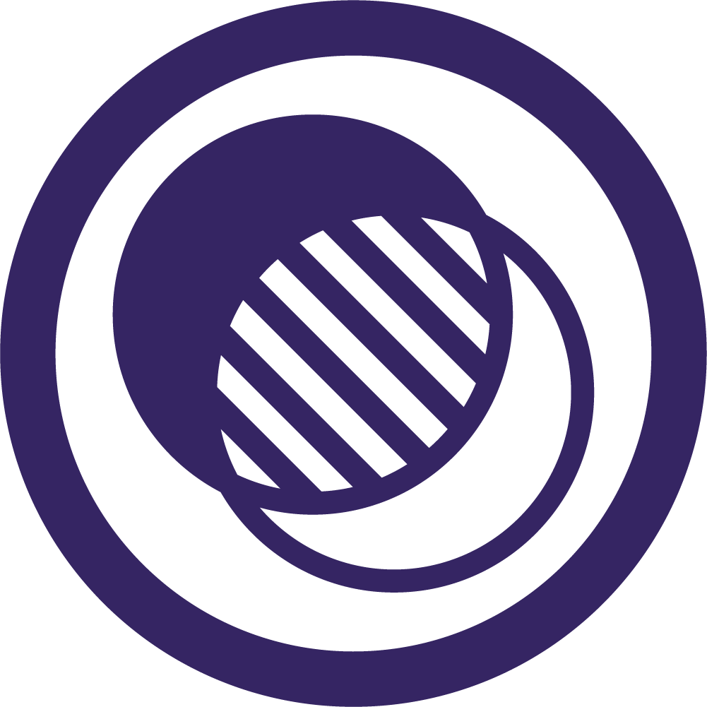 Icon of a ball surrounded by concentric circles, resembling a globe or network symbol.