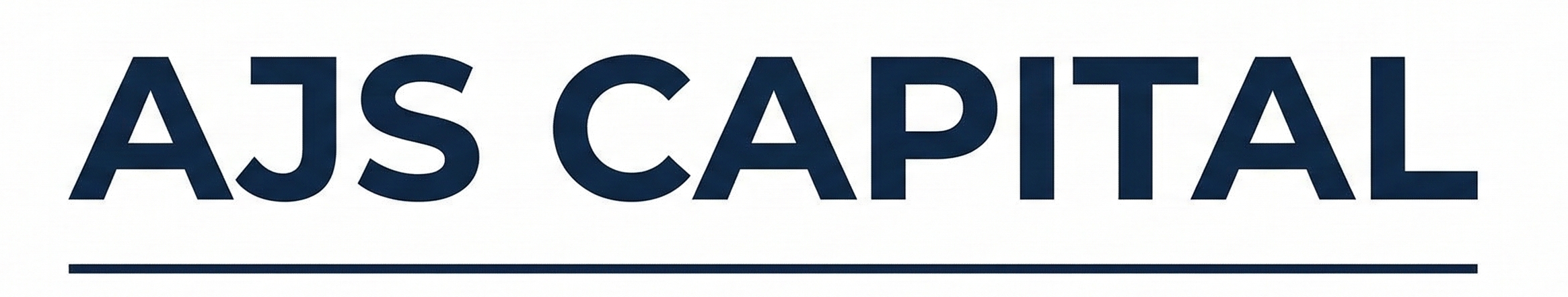 Text reading 'AJS CAPITAL' in bold, navy blue letters with a horizontal line underneath.