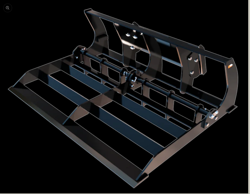 Skid steer land leveler mini planer attachment for grading and smoothing soil or gravel, available for rent at McKinleyville Ace Home & Garden Center.