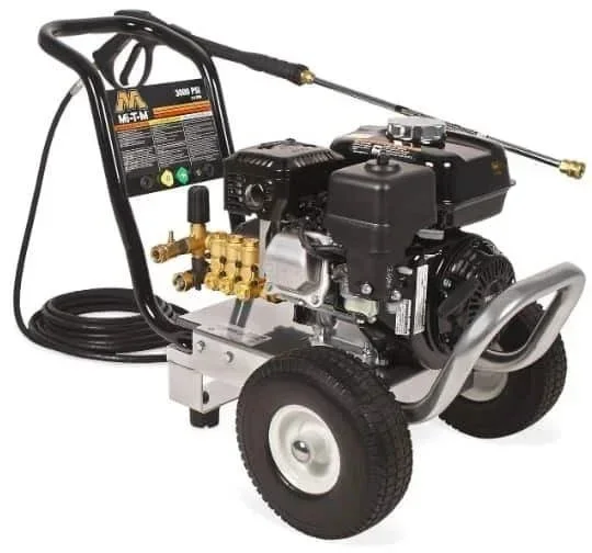 Gas-powered pressure washer with hose and spray wand, available for rent in McKinleyville at Ace Home & Garden Center.