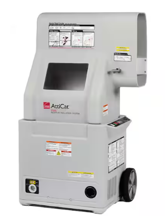 AttiCat insulation blower for quickly installing loose-fill fiberglass insulation in attics to improve home energy efficiency and insulation coverage.