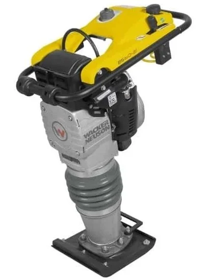 Vibratory rammer compactor with narrow steel base for soil and trench compaction, available for rent at McKinleyville Ace Home & Garden Center.