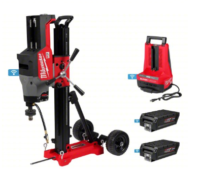 Core drill rig for drilling precise holes through concrete, masonry, and reinforced concrete for plumbing, electrical, HVAC, and construction applications.