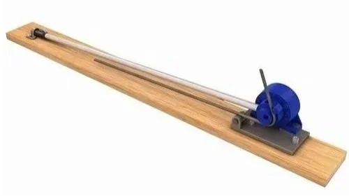 Rebar bender and cutter with long bending arm and steel base for shaping reinforcing steel, available for rent at McKinleyville Ace Home & Garden Center.