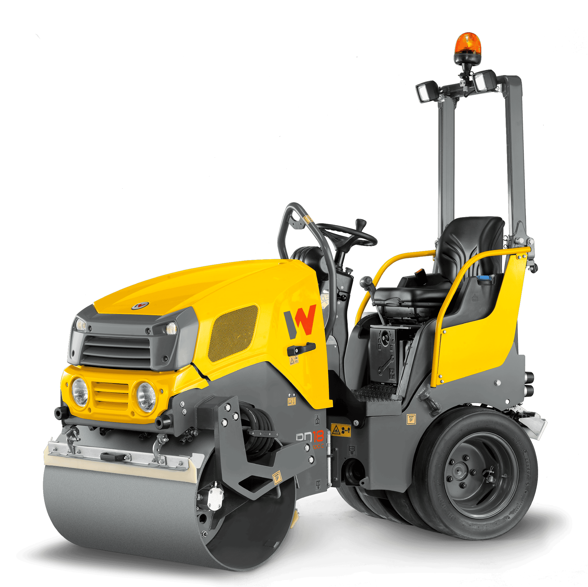 Ride-on vibratory roller with double steel drums for asphalt and soil compaction, available for rent at McKinleyville Ace Home & Garden Center.