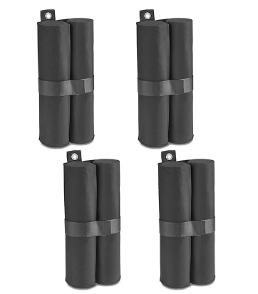 Heavy-duty tent weights for securing canopy tents and event shelters on concrete, asphalt, and other hard surfaces where stakes cannot be used.