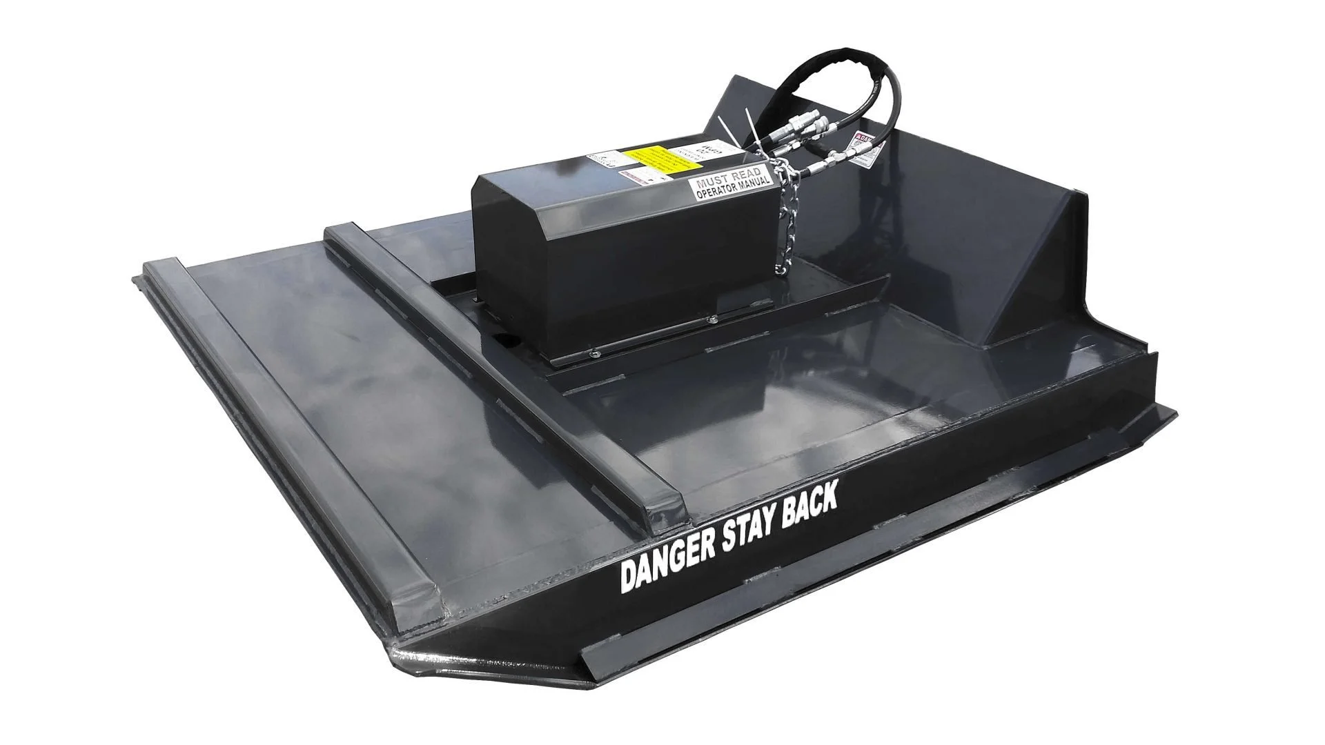 Skid steer brush mower attachment with heavy-duty steel deck, available locally for rent at McKinleyville Ace Home & Garden Center.