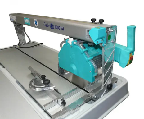 10-inch wet tile saw with sliding table and water cooling system for cutting tile and stone, available for rent at McKinleyville Ace Home & Garden Center.