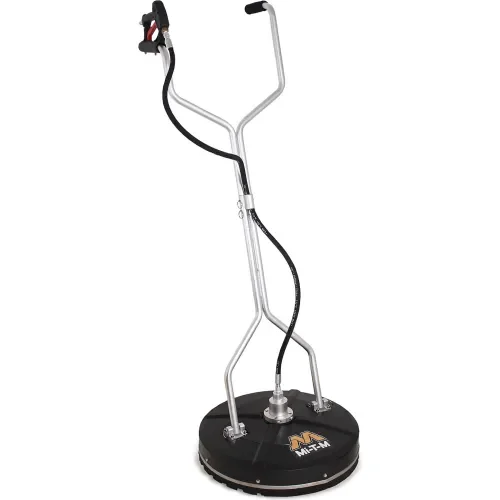 Pressure washer surface cleaner attachment with circular cleaning head and dual handles, available for rental at McKinleyville Ace Home & Garden Center.