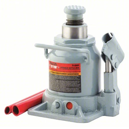 20-ton hydraulic bottle jack with steel base and lift saddle, available for rental at McKinleyville Ace Home & Garden Center.