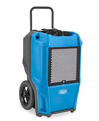 Portable industrial dehumidifier for removing excess moisture, accelerating structural drying, and preventing mold growth after water damage or during restoration projects.