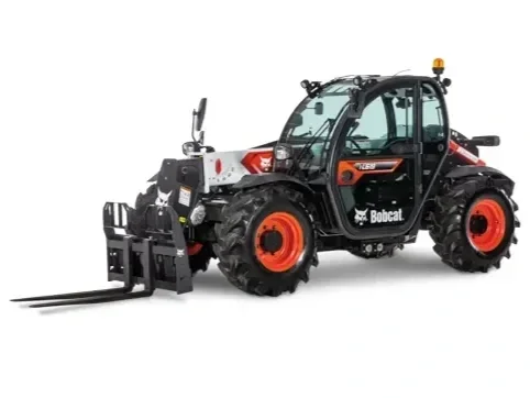 Telehandler forklift with extendable boom and pallet forks, available for rent at McKinleyville Ace Home & Garden Center.