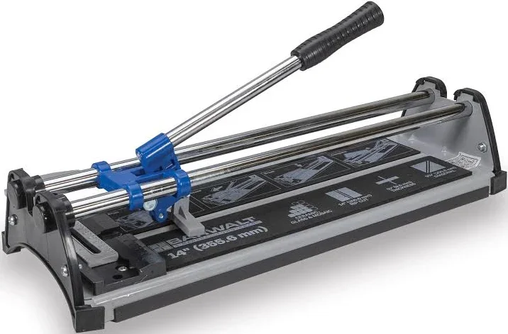 Manual tile cutter with scoring wheel and lever handle for cutting ceramic and porcelain tile, available for rent at McKinleyville Ace Home & Garden Center.