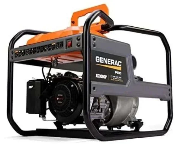 Portable gas generator with steel frame and multiple power outlets, available for rent at McKinleyville Ace Home & Garden Center.