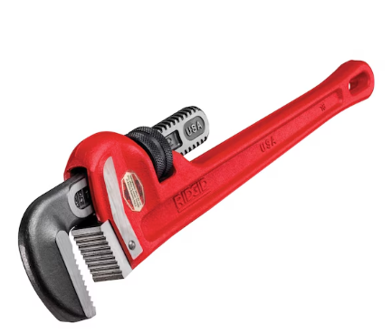18-inch heavy-duty straight pipe wrench with a 2-1/2-inch pipe capacity for gripping and turning threaded pipe during plumbing and mechanical projects.