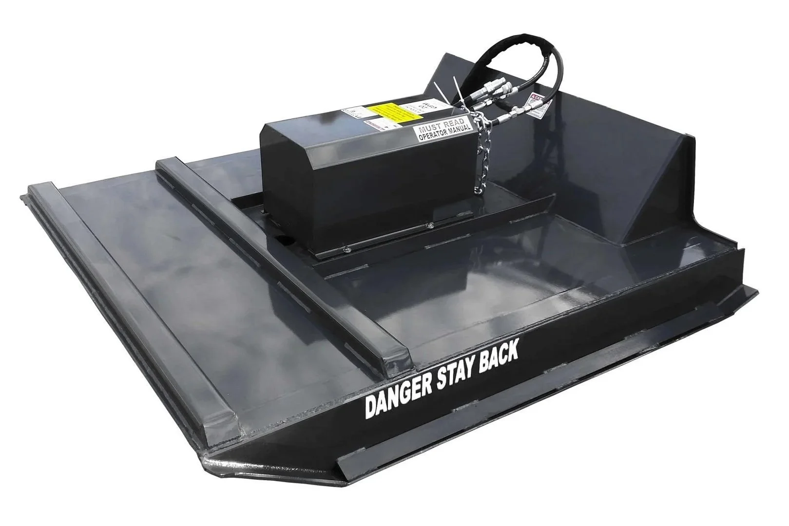 Skid steer brush mower attachment with heavy-duty steel deck, available locally for rent at McKinleyville Ace Home & Garden Center.