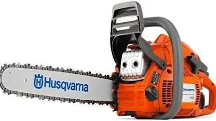 Gas-powered chainsaw with guide bar and cutting chain, available for rent at McKinleyville Ace Home & Garden Center.