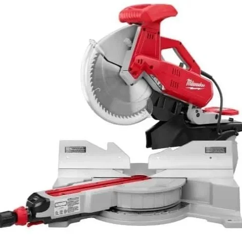 10-inch compound miter saw with rotating base and adjustable cutting arm, available for rent at McKinleyville Ace Home & Garden Center.