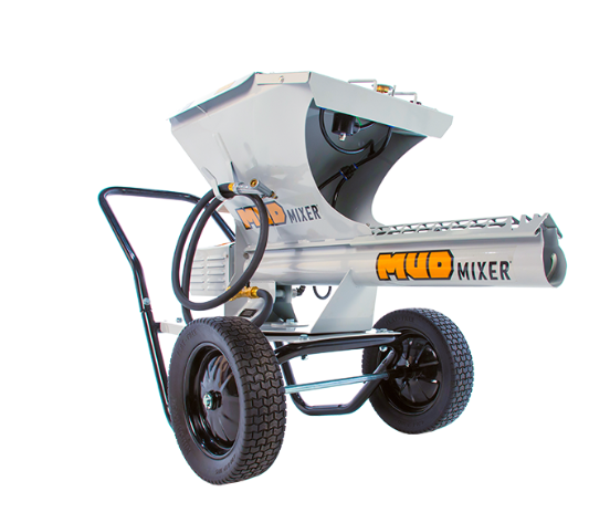Portable concrete mixer with material hopper and wheeled frame, available for rent at McKinleyville Ace Home & Garden Center.