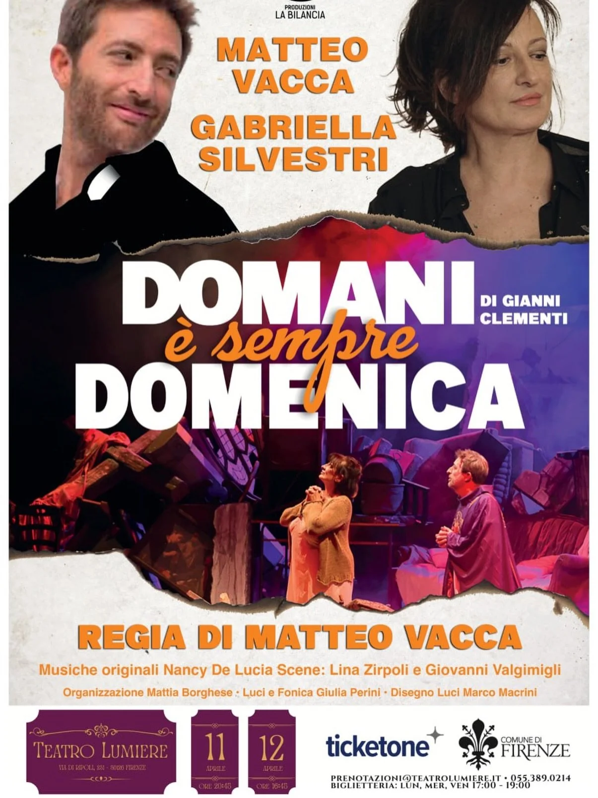 🗓 11 e 12 aprile: &ldquo;Domani &egrave; sempre domenica&rdquo;

Immagina: Roma, 1943. Le bombe sono gi&agrave; cadute, la polvere si &egrave; posata&hellip; e sotto le macerie di una chiesa due persone si ritrovano insieme: Don Nicola, il parroco, 