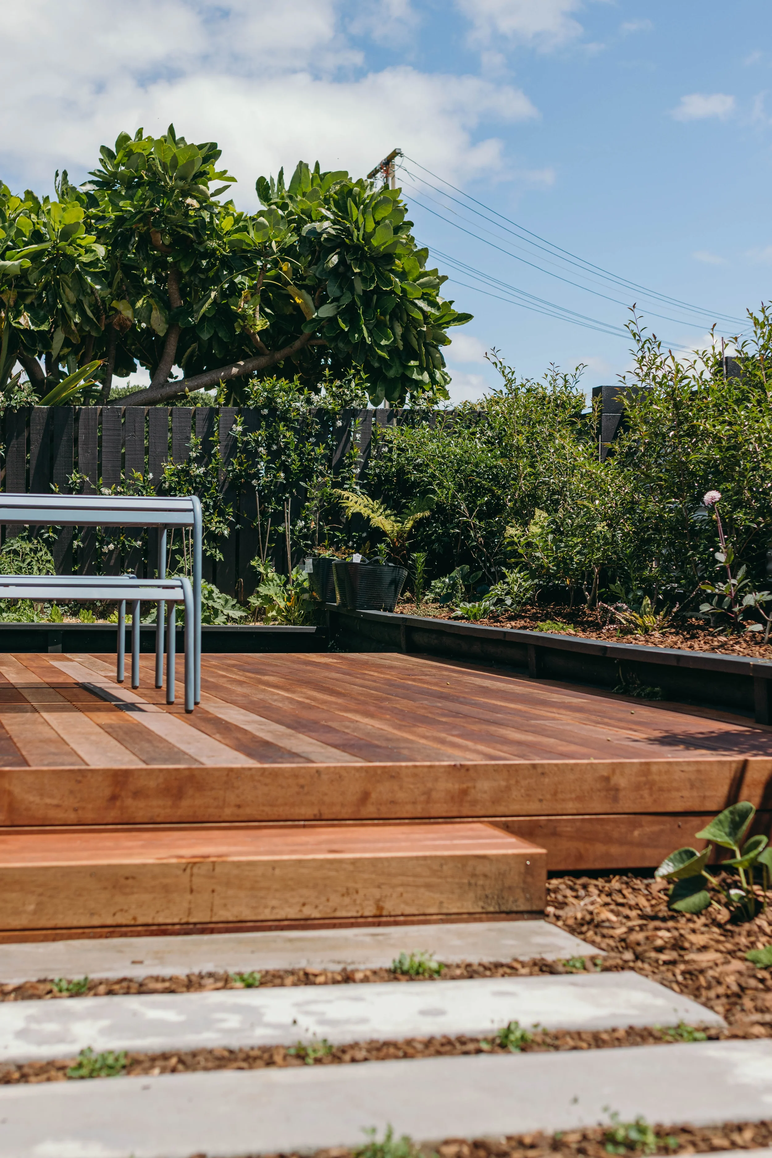 Outdoor deck with seamless indoor–outdoor flow, built by Bay of Plenty builders.