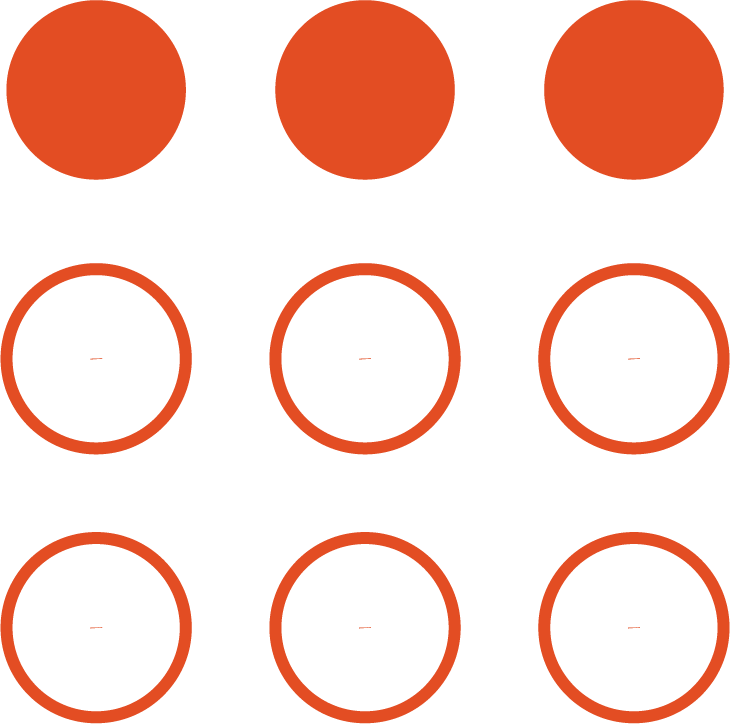 An electric stove with three burners and three red knobs.