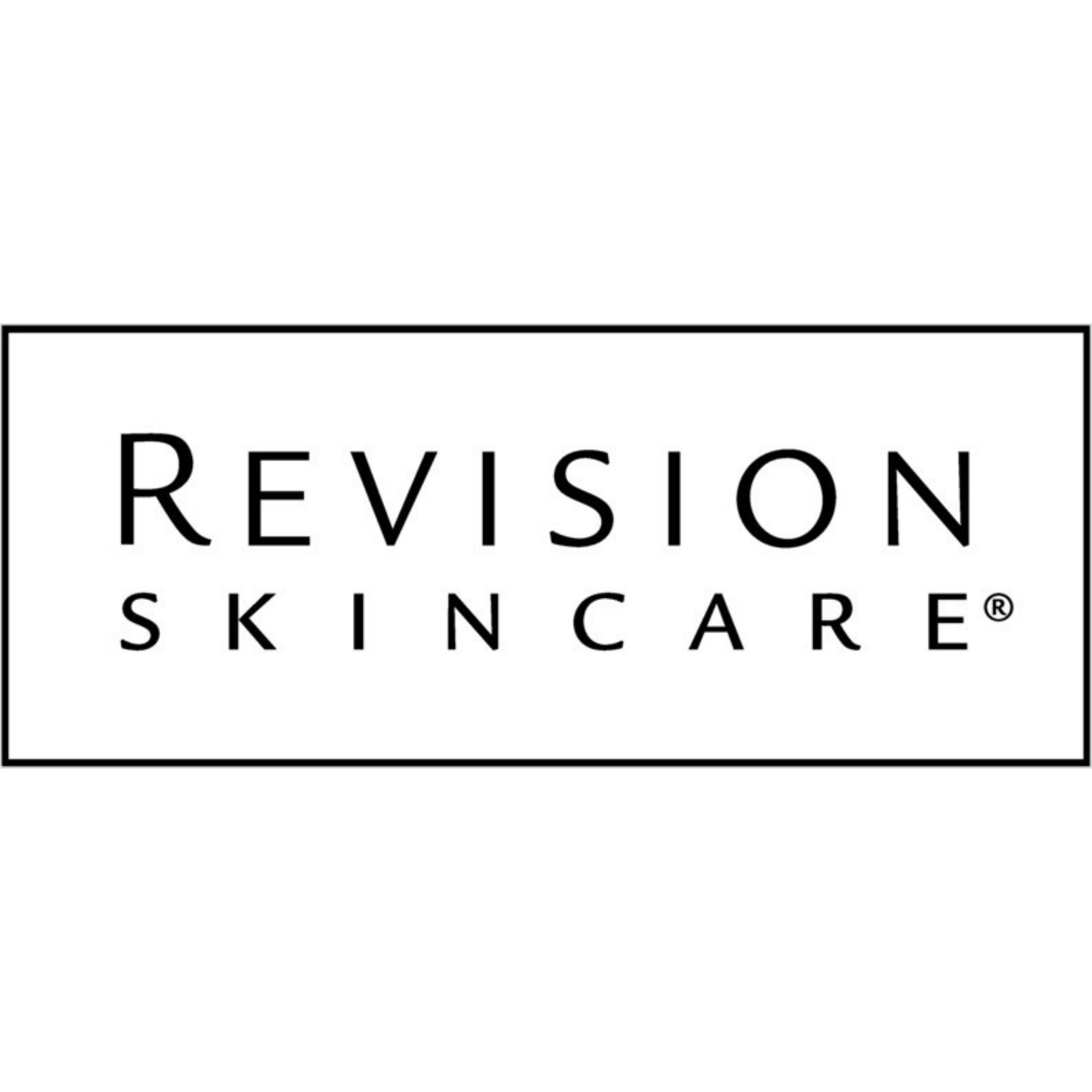 Black and white logo with the word 'Revision' in bold, large font, and 'Skincare' in smaller font underneath.