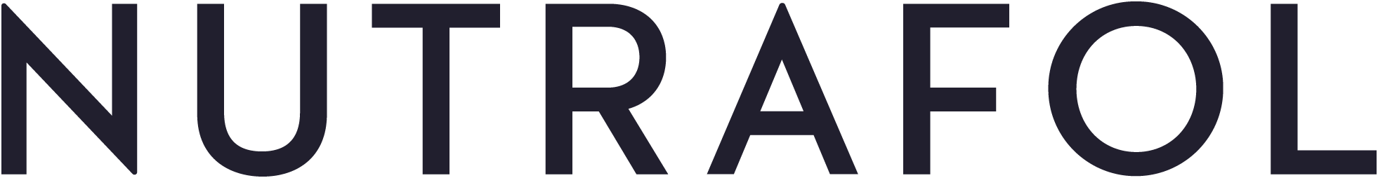 A close-up of the Nutrafol brand logo with black text on a white background.