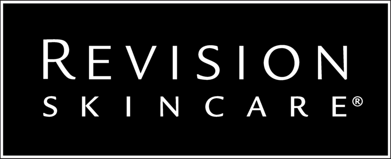 Revision Skincare logo on a black background with white text.