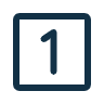 Eine dunkelblaue Zahl eins in einem rechteckigen Rahmen.