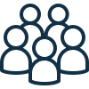 Ein Icon einer Gruppe von 5 Menschen, geschlechtsneutral