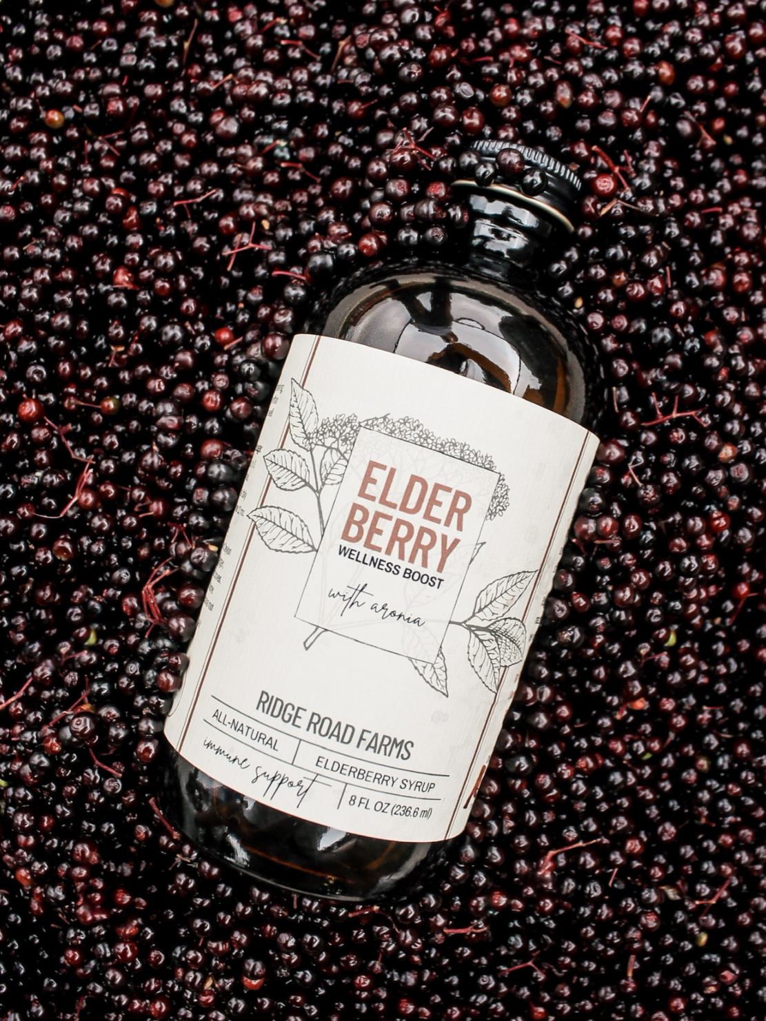 Bottle of elderberry syrup