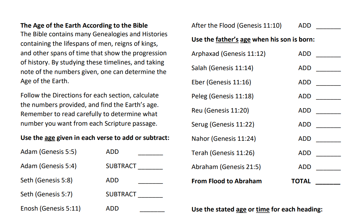 The Age of the Earth According to the Bible Challenge
