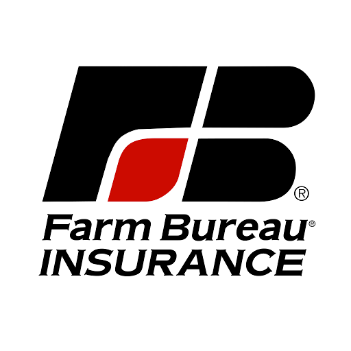 Farm Bureau Insurance logo with a stylized 'F' and 'B' in black, red, and white colors.